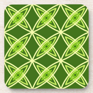 Mid Century Modern Atomic Print - Olive Green Coaster