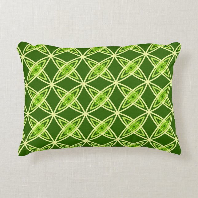 Mid Century Modern Atomic Print - Olive Green Decorative Cushion (Front)