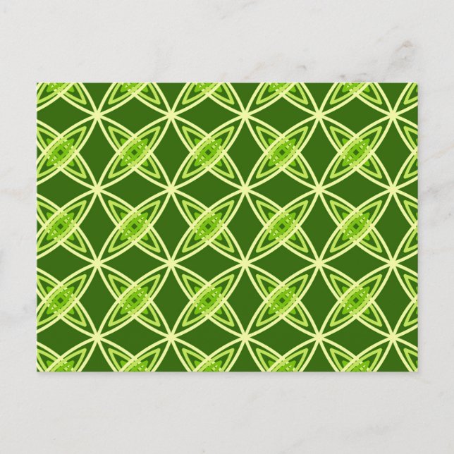 Mid Century Modern Atomic Print - Olive Green Postcard (Front)