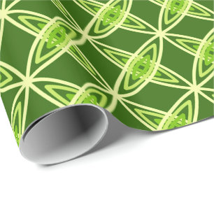 Mid Century Modern Atomic Print - Olive Green Wrapping Paper