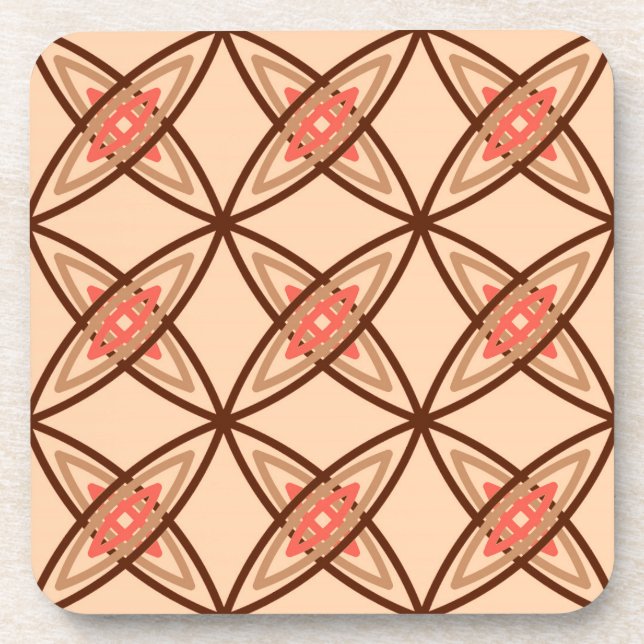 Mid Century Modern Atomic Print - Pastel Peach Coaster (Front)