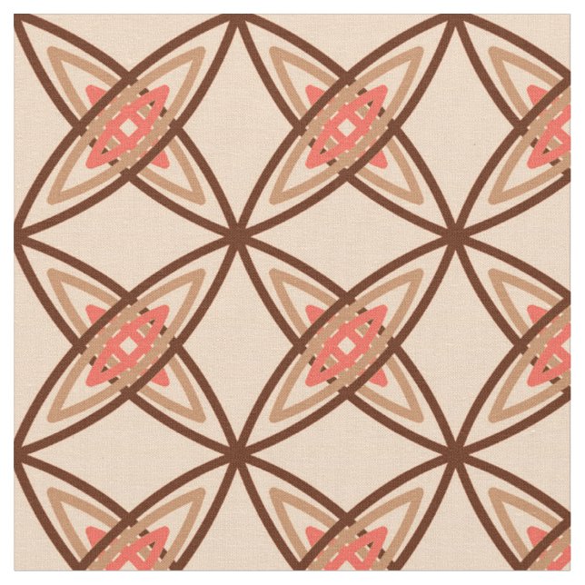 Mid Century Modern Atomic Print - Pastel Peach Fabric (Close Up)