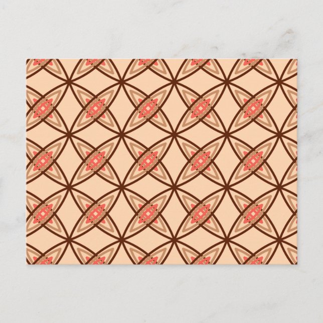 Mid Century Modern Atomic Print - Pastel Peach Postcard (Front)