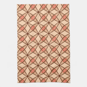 Mid Century Modern Atomic Print - Pastel Peach Tea Towel