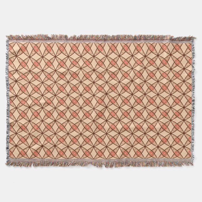 Mid Century Modern Atomic Print - Pastel Peach Throw Blanket (Front)