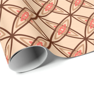 Mid Century Modern Atomic Print - Pastel Peach Wrapping Paper