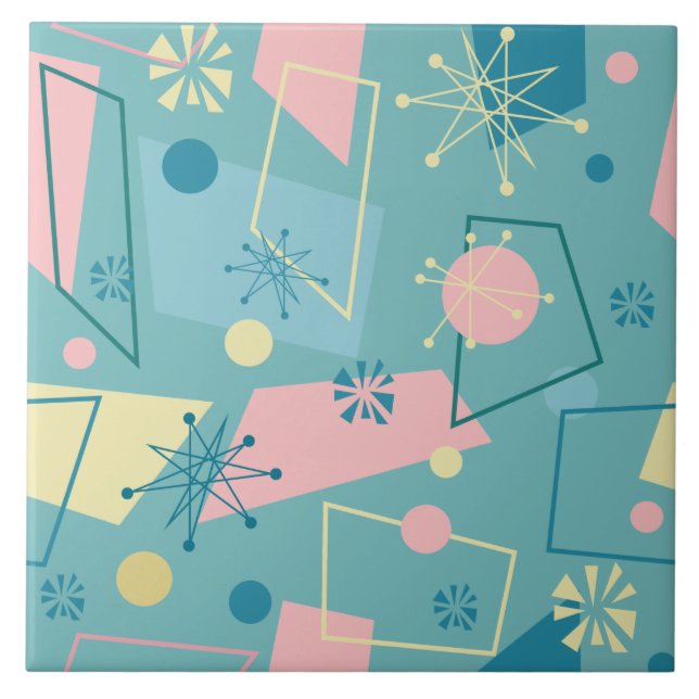 Mid-Century Modern Atomic Retro Design in Teal Tile (Front)