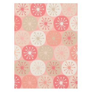 Mid Century Modern Atomic Retro Dots Vintage Pink  Tablecloth