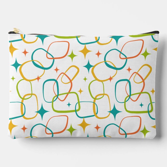 Mid-Century Modern Atomic Sparkle Cosmetic Bag (Front)