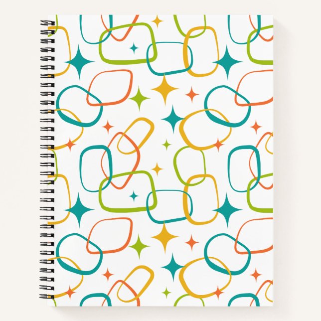 Mid-Century Modern Atomic Sparkle Retro Notebook (Front)