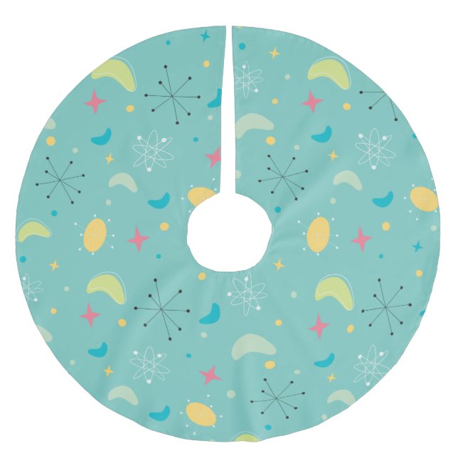 Mid Century Modern Atomic Starburst Brushed Polyester Tree Skirt (Front)