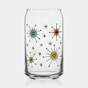 Mid Century Modern Atomic Starburst Pattern Can Glass