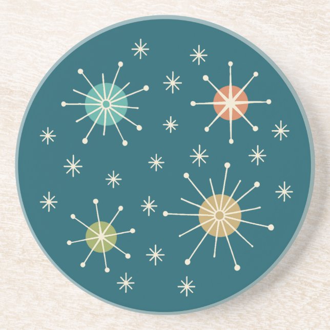 Mid Century Modern Atomic Starburst Pattern Coaster (Front)