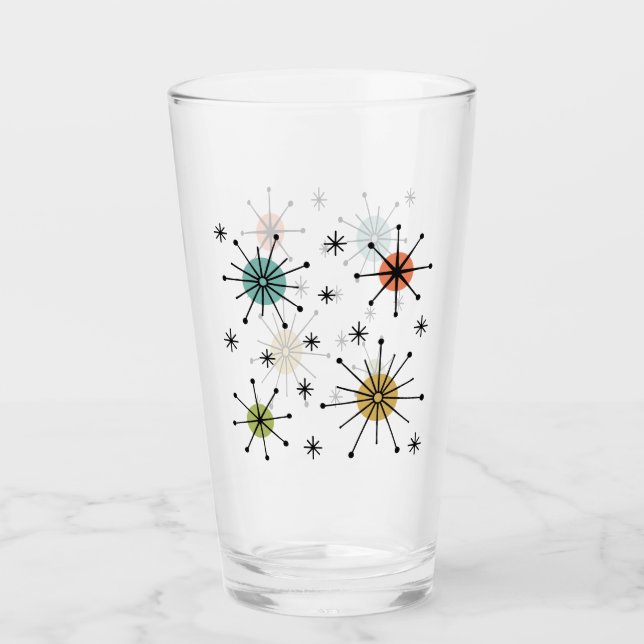 Mid Century Modern Atomic Starburst Pattern Glass (Front)