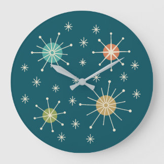 Mid Century Modern Atomic Starburst Pattern Large Clock