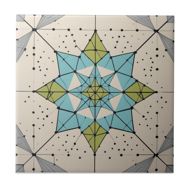 Mid Century Modern Atomic Starburst Pattern Tile (Front)