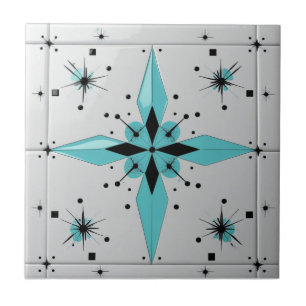 Mid Century Modern Atomic Starburst Pattern Tile