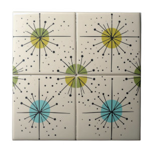 Mid Century Modern Atomic Starburst Pattern Tile