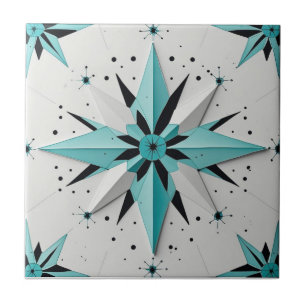 Mid Century Modern Atomic Starburst Pattern Tile