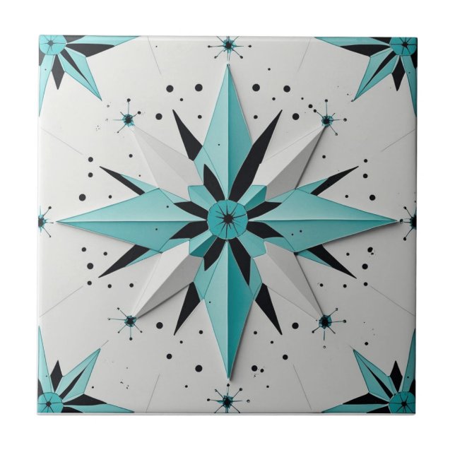 Mid Century Modern Atomic Starburst Pattern Tile (Front)