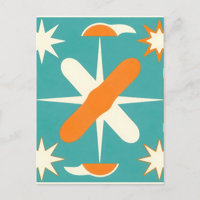Mid Century Modern Atomic Starburst Postcard (Front)
