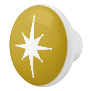 Mid Century Modern Atomic Starburst Retro Minimal Ceramic Knob