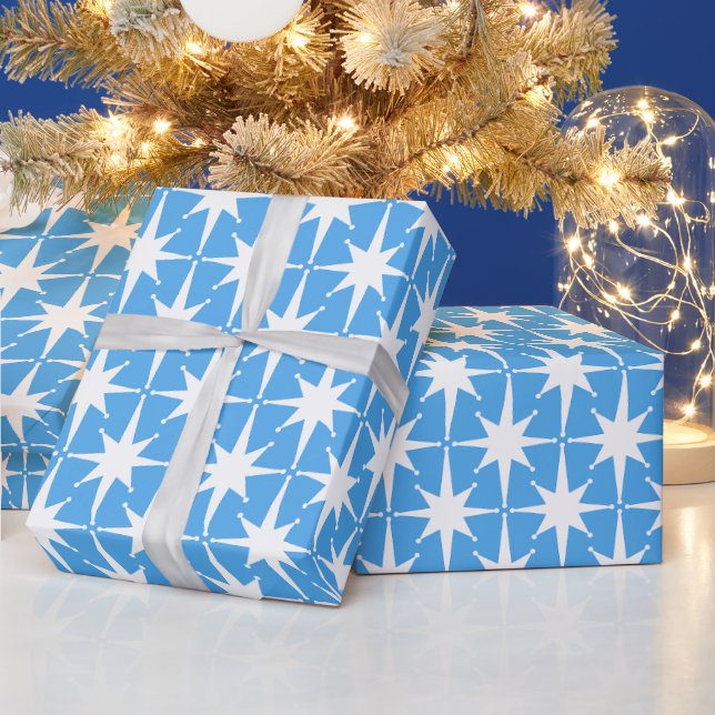 Mid Century Modern Atomic Stars Festive Pattern  Wrapping Paper (Holidays)