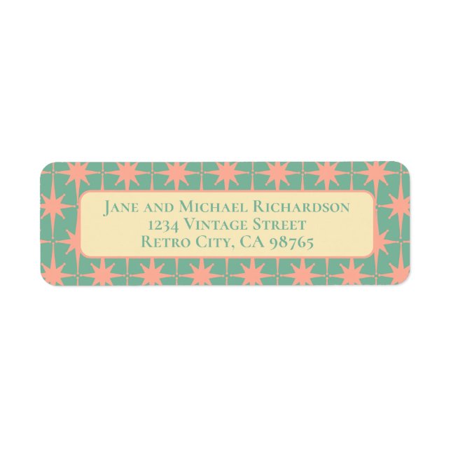 Mid Century Modern Atomic Stars Retro Pink Teal (Front)