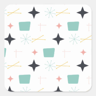Mid Century Modern Atomic Stars  Square Sticker