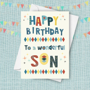 Mid-Century Modern Atomic Vintage Son Birthday Card