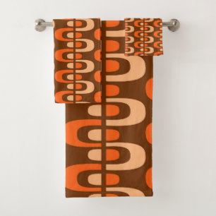 Mid-Century Modern Atomic Zipper Pattern Bath Towel Set