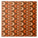 Mid-Century Modern Atomic Zipper Pattern Tile<br><div class="desc">Mid-Century Modern Atomic Zipper Pattern in Brown Orange and Cream.</div>