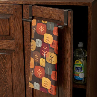 Mid-Century Modern Autumn Forest Kitchen Towel