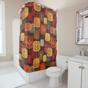 Mid-Century Modern Autumn Forest Shower Curtain