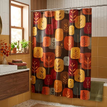 Mid-Century Modern Autumn Forest Shower Curtain