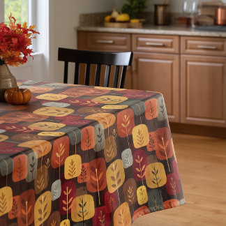 Mid-Century Modern Autumn Forest Tablecloth