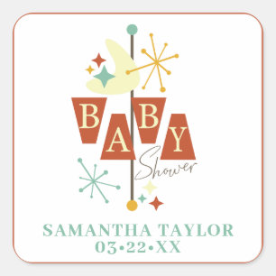 Mid Century Modern Baby Shower Sticker