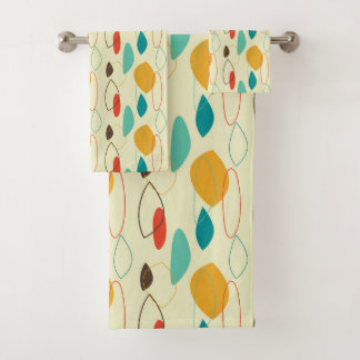 Mid-Century Modern Bath Towel, Circular Pattern Bath Towel Set