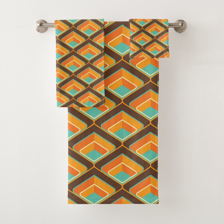 MidCentury Modern Bath Towel, Diamond Pattern Bath Towel Set Zazzle