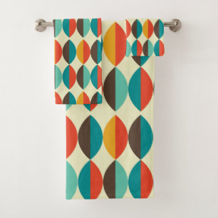 Mid-Century Modern Bath Towel, Lens Pattern Bath Towel Set