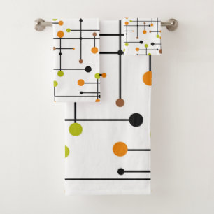 Mid century modern  bath towel set