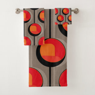 Mid century modern  bath towel set