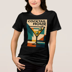 Mid Century Modern Bauhaus Cocktail Hour Martini Tri-Blend Shirt
