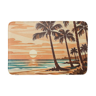 mid century modern beach Hawaii sunset palm trees Bath Mat