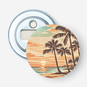 mid century modern beach Hawaii sunset palm trees Bottle Opener