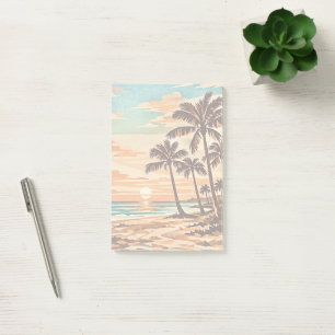 mid century modern beach Hawaii sunset palm trees  Post-it Notes