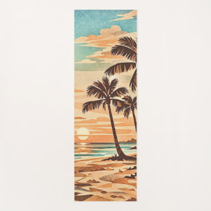 mid century modern beach Hawaii sunset palm trees Yoga Mat