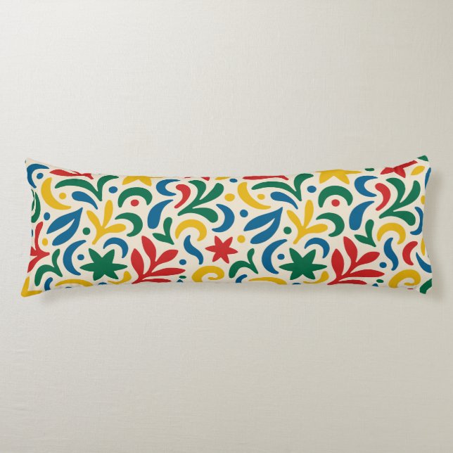 Mid Century Modern Biophilic Pattern Body Cushion (Front)