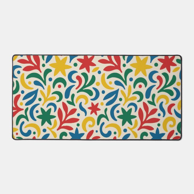 Mid Century Modern Biophilic Pattern Desk Mat (Front)