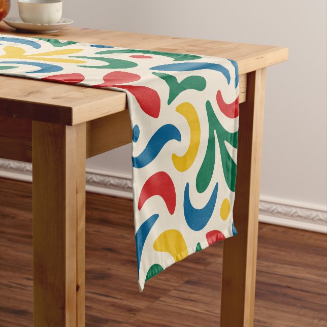 Mid Century Modern Biophilic Pattern Short Table Runner (In Situ)